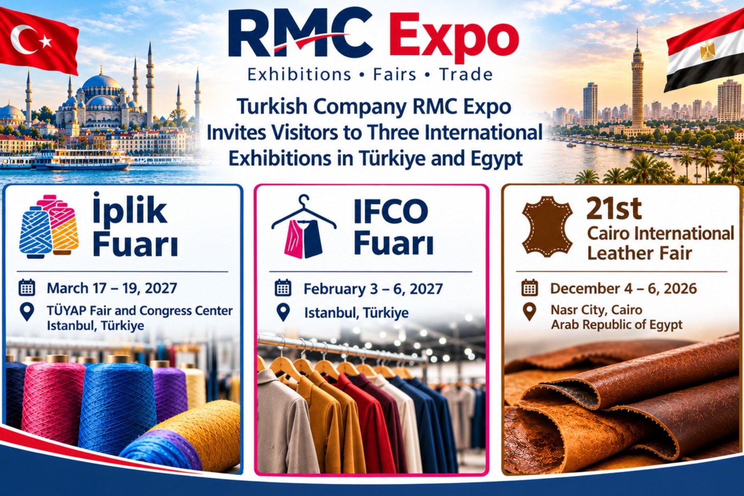 شركة RMC Expo التركية تدعو إلى زيارة ثلاثة معارض دولية في تركيا ومصر - معارض